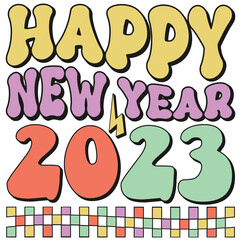 Retro Happy New Year 2023 PNG