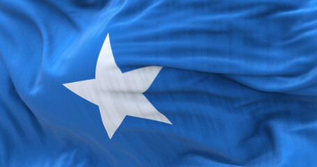 Close-up view of the Somalia national flag waving in the wind