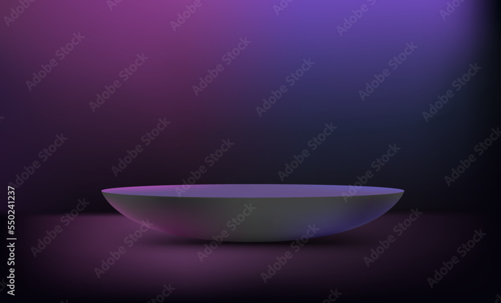 Aufkleber dark room with podium. 3d vector showcase with copy space