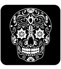 Mexican calavera skull in black and white icon