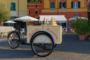 Ice cream tricycle mobile in Portovenere Italy