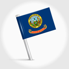 Idaho map pin flag. 3D realistic vector illustration