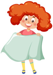 Cartoon character of kid cleaning