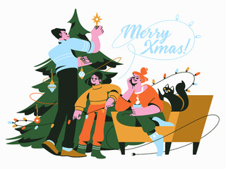 Merry Christmas and Happy New Year Christmas Celebration Postcard illustration 2022