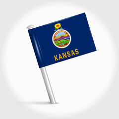 Naklejka na ściany i meble Kansas map pin flag. 3D realistic vector illustration
