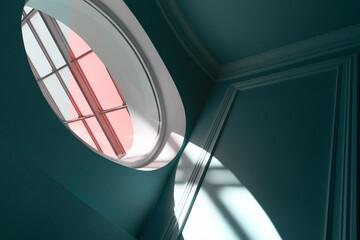 Abstract interior background with a round window
