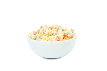 Concept of New year food, Olivier salad, isolated on white background