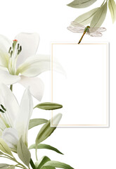 romantic wedding invitation card with greenery floral