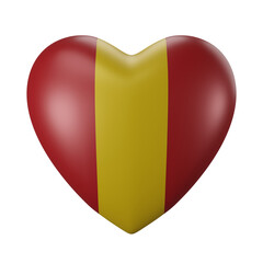 Heart shaped model with Spain flag colored. 3D rendering