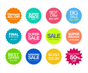 Sale stickers and tags colorful collection vector illustration 