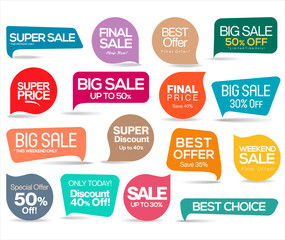 Sale stickers and tags colorful collection vector illustration 