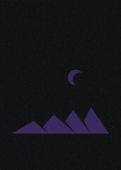 Geometric Mountains silhouette landscape art poster illustration