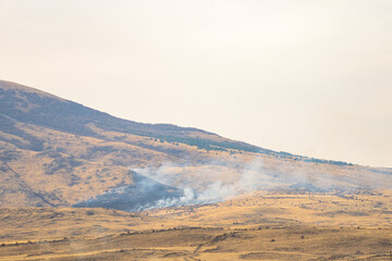 Dry mountain is on fire