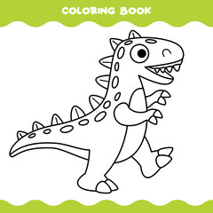 Coloring Page With Cartoon Dinosaur