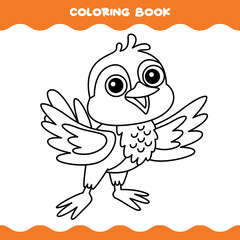 Coloring Page With Cartoon Bird