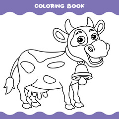 Fototapeta premium Coloring Page With Cartoon Cow