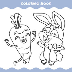 Coloring Page With Cartoon Rabbit