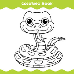 Coloring Page With Cartoon Snake