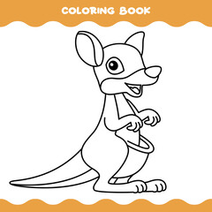 Coloring Page With Cartoon Kangaroo