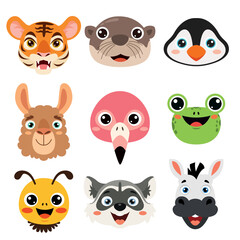 Fototapeta premium Set Of Cartoon Animal Heads