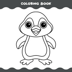 Coloring Page With Cartoon Penguin