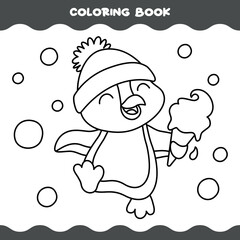 Coloring Page With Cartoon Penguin