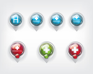 Medical emerency symbol icons