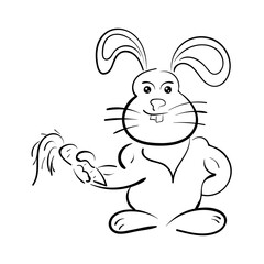 Rabbit man fitness Logo vector. strong hand drawn look, beast and wild. Vector illustration