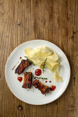 delicious fried ribs in sauce
