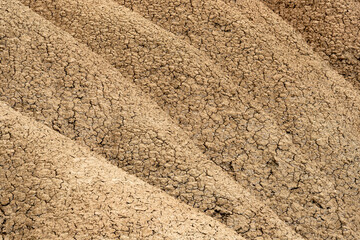 Rock textures on eroded mountains in the desert area of Las Bardenas Reales in Navarra, Spain