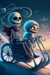 Skeletons on winter holiday