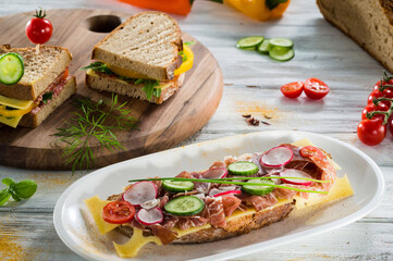 bruschetta with tomato and cheese