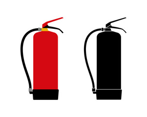 Zwei Feuerlöscher, einer farbig und der Andere schwarz/weiß - obrazy, fototapety, plakaty
