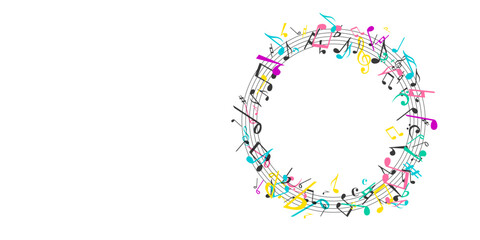 カラフルメロディー音楽、音符の背景イラストベクター素材