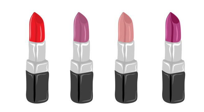 Set of lipsticks. Makeup  and beauty concept. Vector illustration