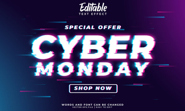 Editable text effect cyber monday for your banner