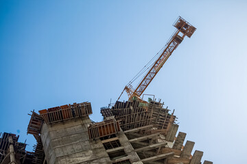 Dubai city skyscraper construction view. Modern arab city architecture