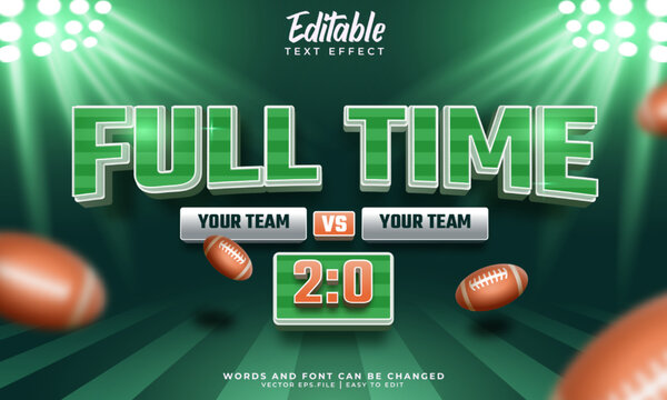American football 3d editable text style effect