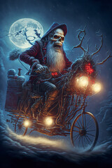skeleton santa claus  night ride fantasy