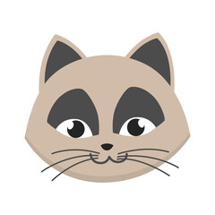 Cat head emoticon. Funny decorative drawn cat face character or avatar. illustration of domestic pet