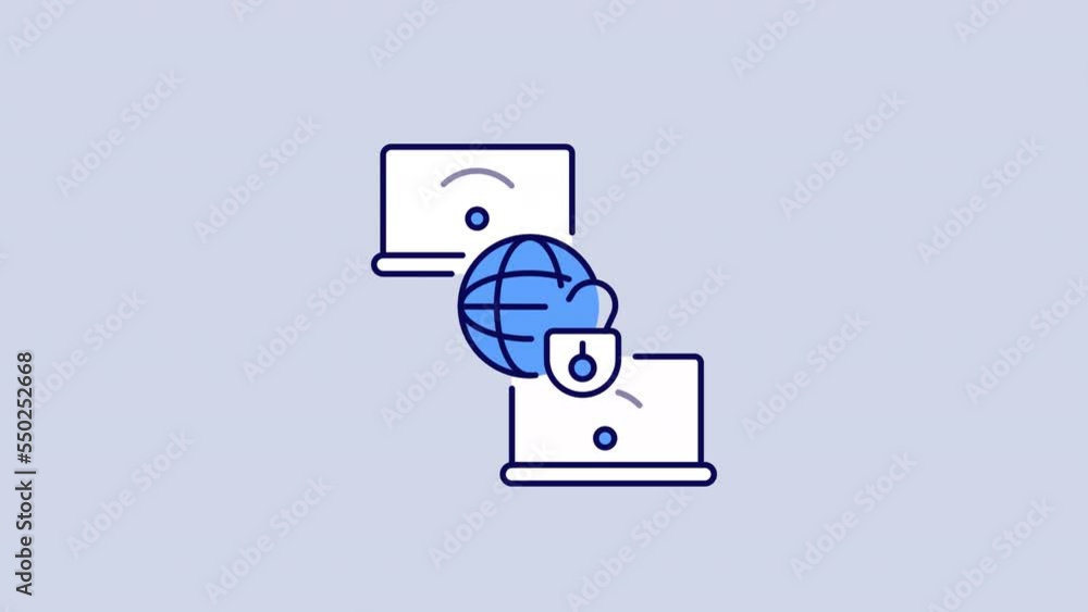 Poster animated private wan color icon. cyber security technology. safety online. seamless loop hd video wi