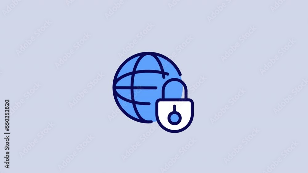 Poster Animated cyber security color icon. Internet network safety. Safe connection. Seamless loop HD video with alpha channel on transparent background. Simple filled line motion graphic animation
