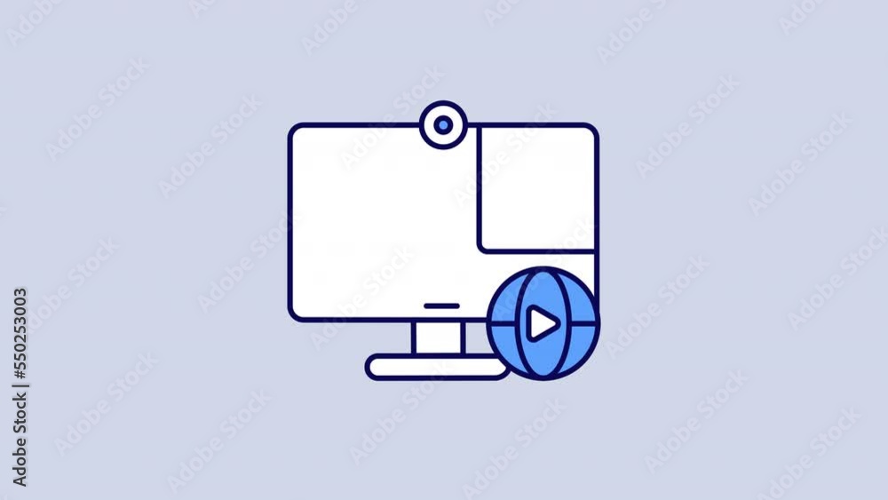 Poster animated web conference color icon. video call duration. communication on internet. seamless loop hd