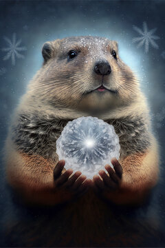 Groundhog cute animal cartoon portrait
