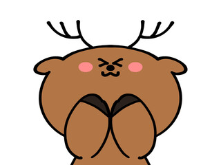 大好きを伝えるゆるトナカイのイラスト素材