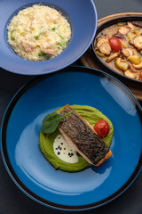 delicious fried fish in a restaurant
