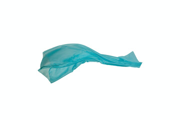 wavy blue silk scarf isolated on white background