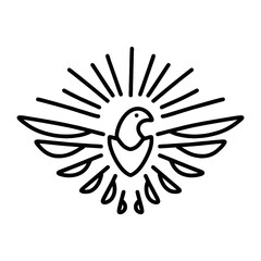 Monoline Fly Bird Logo Design Vector illustration Unique animal symbol emblem