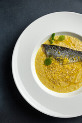 delicious fried fish in a restaurant
