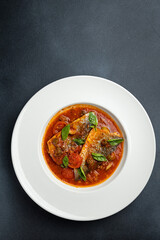 delicious fried fish in a restaurant
